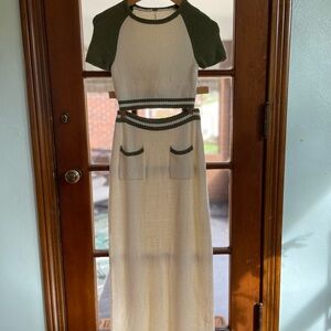 Elegant Green and Cream Dress